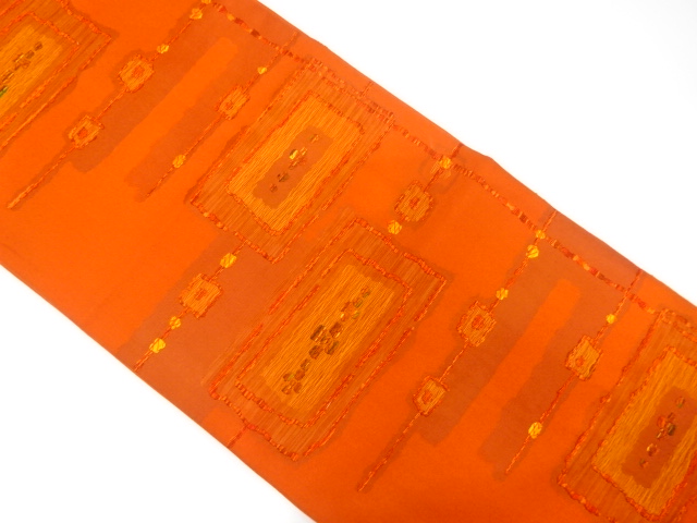 JAPANESE FUKURO OBI / WOVEN ABSTRACT FLOWER